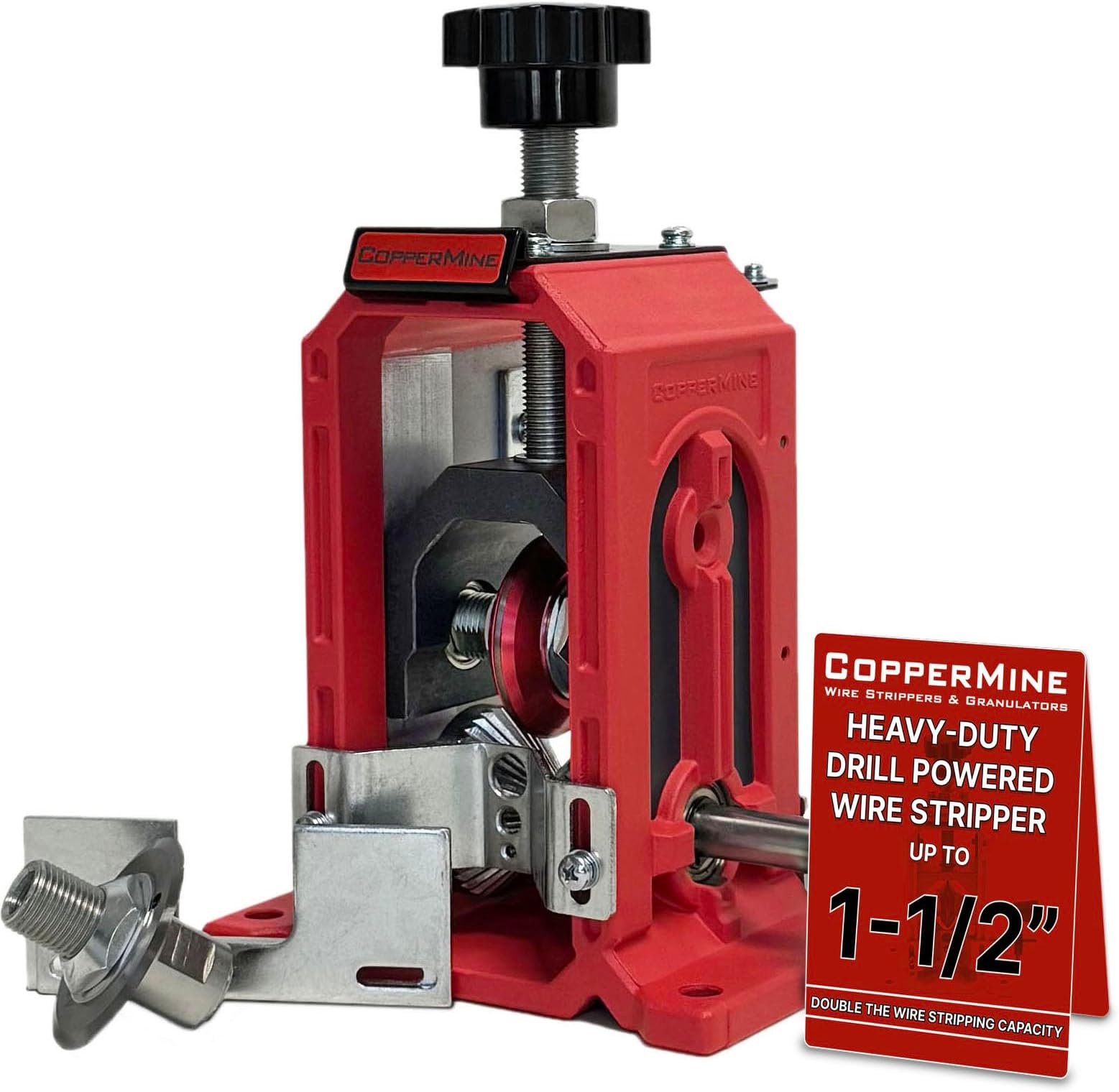 CopperMine Copper Wire Stripping Machine – Hand Crank & Drill Operated | Strips 18 AWG to 1250 kcm (3/32" to 1-1/2") – Heavy-Duty Wire Stripper Tool for Scrap Copper
