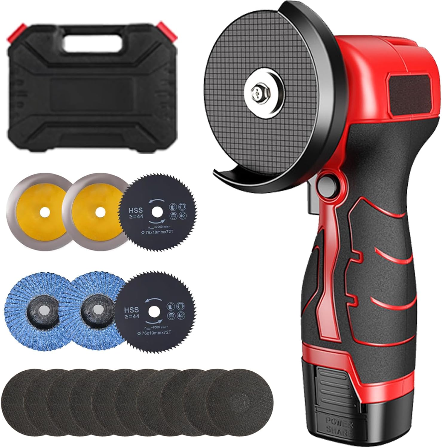 16.8V Cordless Mini Angle Grinder Kit, 11000RPM Electric Metal Grinder Tool with 3IN Cutting Wheel for Metal Cutting, Grinding, Polishing and Rust Removal Versatile Applications XF-T7-JMJ-US