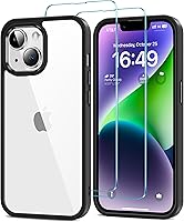 Vista 13 de HOOMIL Funda para iPhone 12/iPhone 12 Pro con 2 protectores de pantalla de vidrio templado, sin amarillamiento, protección contra caídas, arañazos