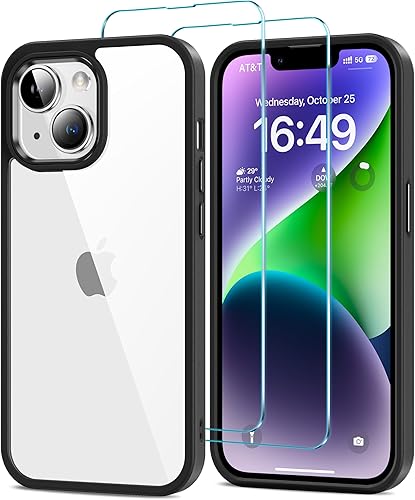Miniatura 13 de HOOMIL Funda para iPhone 12/iPhone 12 Pro con 2 protectores de pantalla de vidrio templado, sin amarillamiento, protección contra caídas, arañazos,