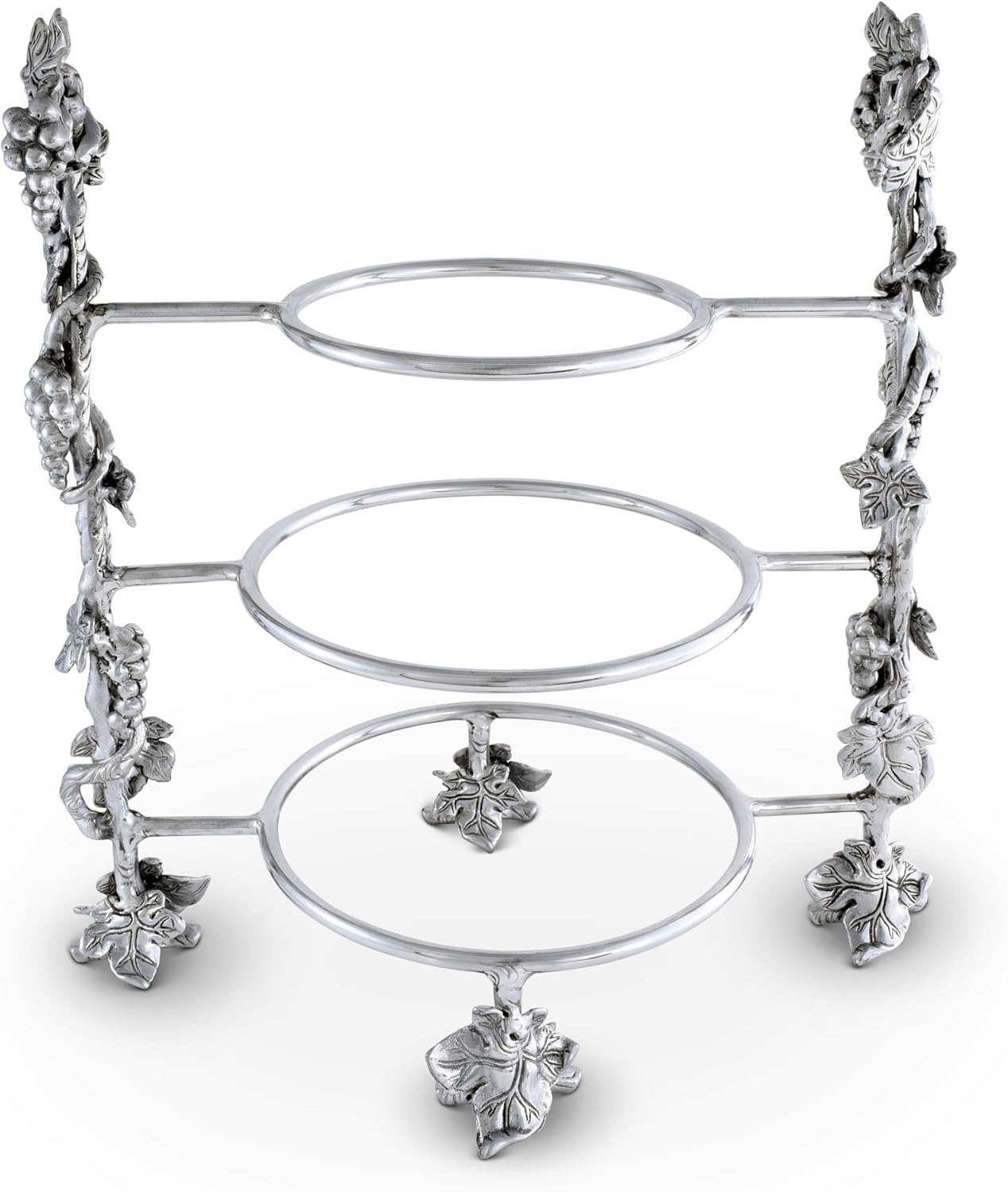 Arthur Court Designs Metal Grape Dinner Plate Caddy Grape Pattern Sand Casted in Aluminum with Artisan Quality Hand Polished Designer Tarnish-Free 14 inch x 19 inch