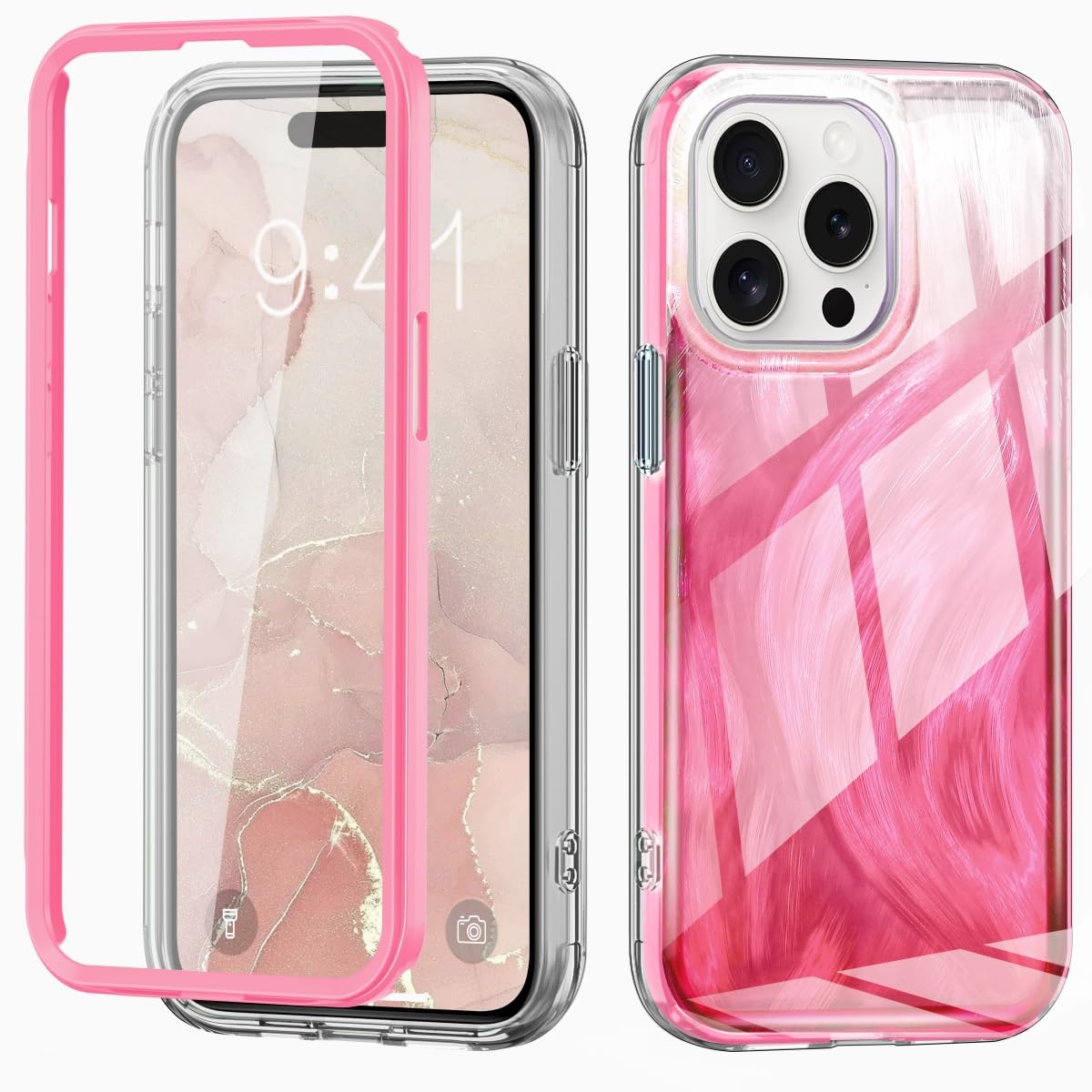 Coque iPhone 15 Pro rose fin et coque transparente antichoc - 8