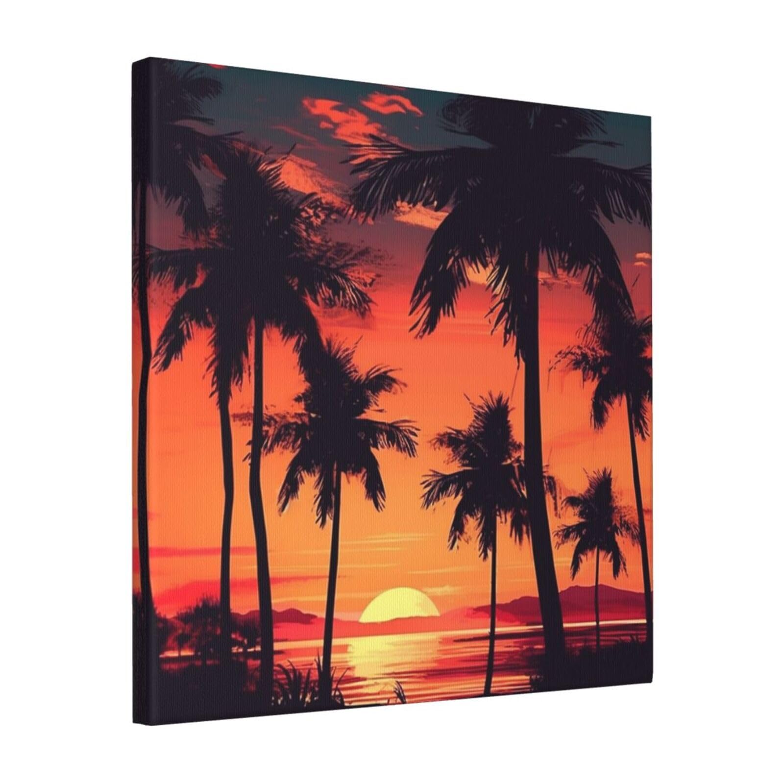 FodPand Palm Tree Summer Sunset Canvas Wall Art for Living Room Wall Decor 16"x16" Modern Artwork Painting Pictures Hanging Canvas Prints Aesthetic Wall Art for Bedroom Bathroom Office Wallart Decor