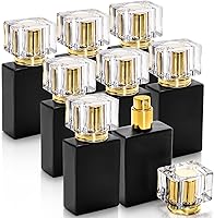 Foraineam 8-Pack 30ml Black Refillable Glass Perfume Atomizer Bottles - Portable Square Spray Bottles for Travel & Daily Use
