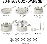 Vista 2 de Granitestone 20 Pc Pots and Pans Set Non Stick Cookware Set with Steamer, Cooking Utensils and Pad Protectors, Stay Cool Handles, Oven and