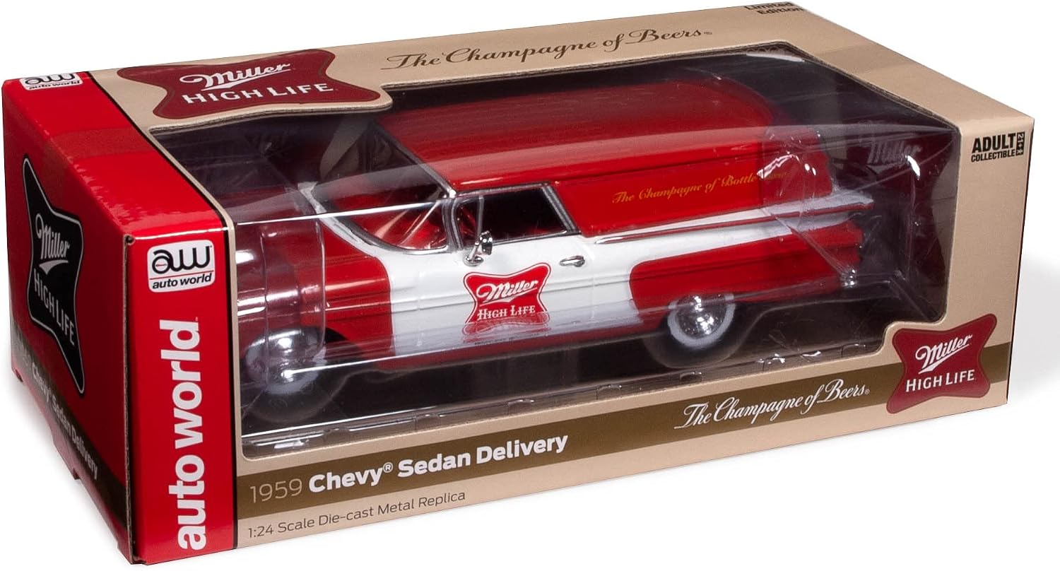 Auto World 1959 Chevrolet El Camino Sedan Delivery Truck Miller High Life 1:24 Scale Diecast Model