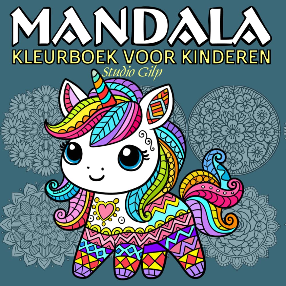 Mandala Kleurboek voor Kinderen: 50 Leuke en Ontspannende Kleurplaten in de 'Bold and Easy' Stijl, met Schattige Dieren, Bloemen, Planten, Eten en Voorwerpen.