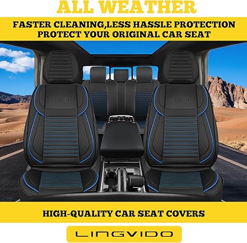 Miniatura 13 de LINGVIDO - Fundas de piel sintética con respaldo para asiento de automóvil, transpirables, impermeables, universal y antideslizante, para SUV, Beige