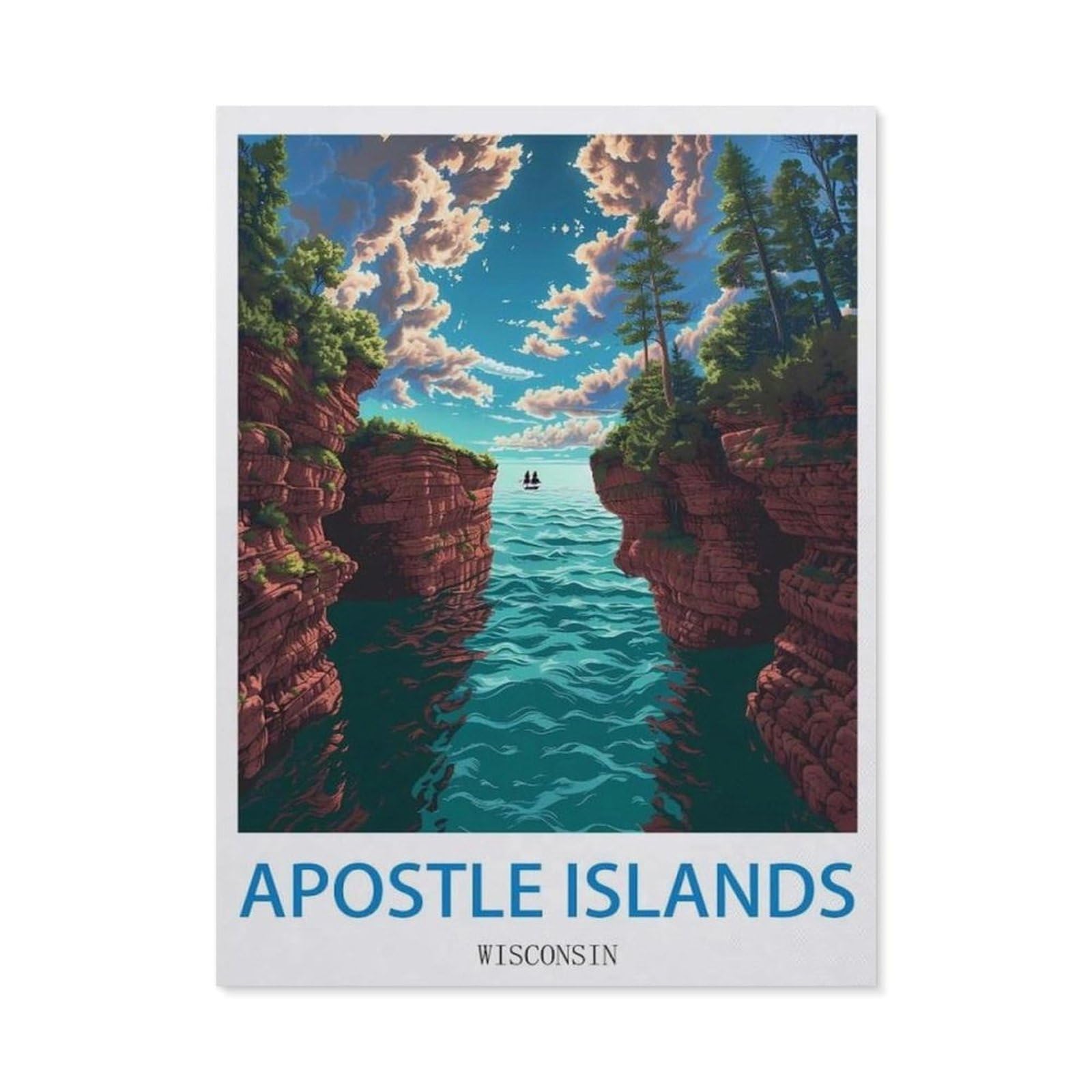 Vintage Wall Decor Metal Poster Plaque，Apostle Islands Wisconsin，Sign Farmhousenostalgic Tin Sign For Home Cofe Kitchen Pub Bar Wall Decor(30x40cm）12x16 inch-EC46