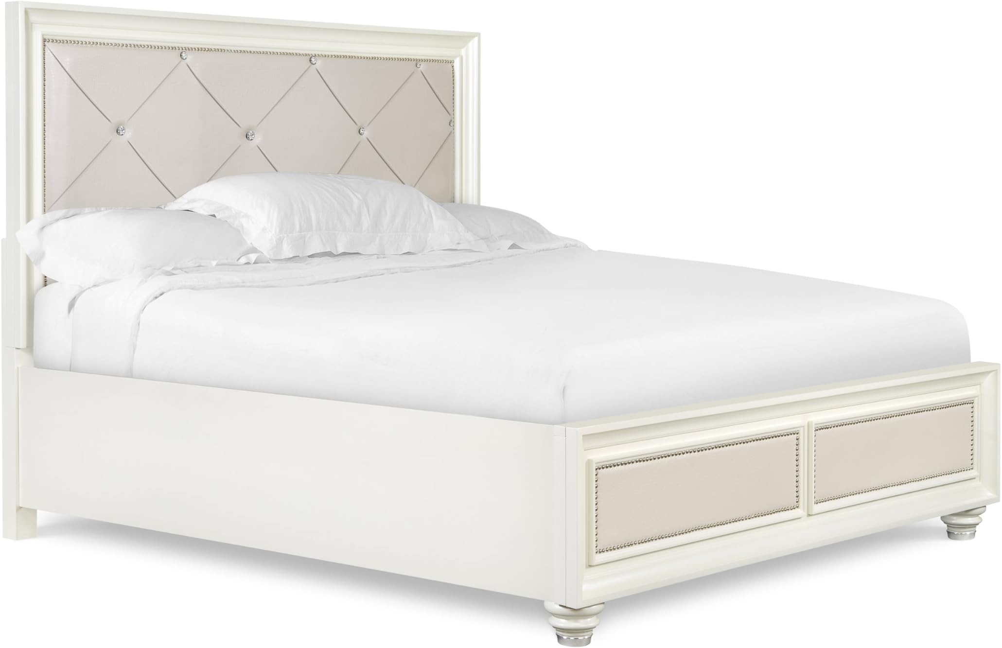 Magnussen Home Furnishings B2344 Diamond High Gloss White Wood Queen Island Headboard