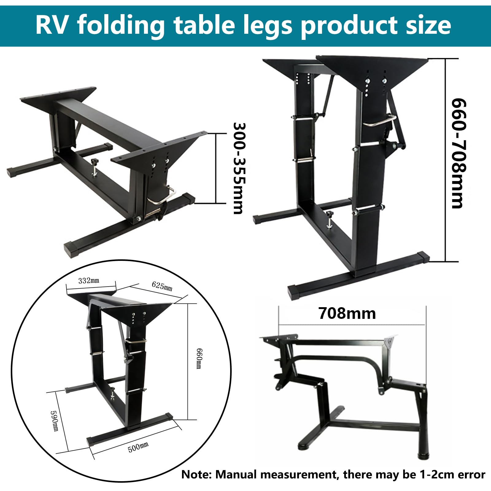 Soporte de Pata de Mesa Plegable para RV - Base de Mesa de Comedor para RV - Patas de Mesa de Metal, Carga Máxima de 250 Kg, para Patio, Yate, Caravana, Habitación - Blanco