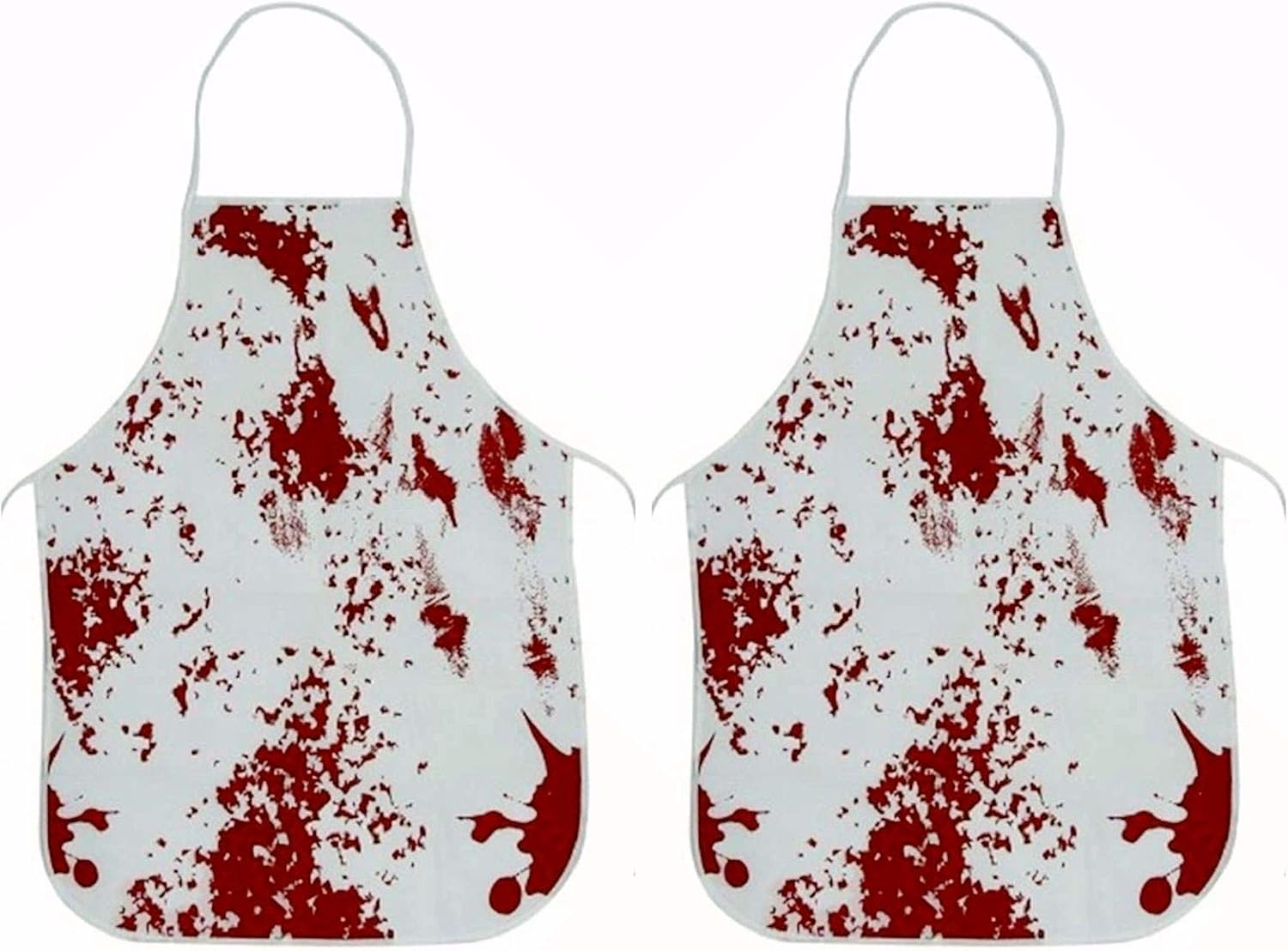 Paquete de 2 delantales de cocina de terror de Halloween, delantal de barbacoa con estampado de manos sangrientas, delantal impermeable blanco con