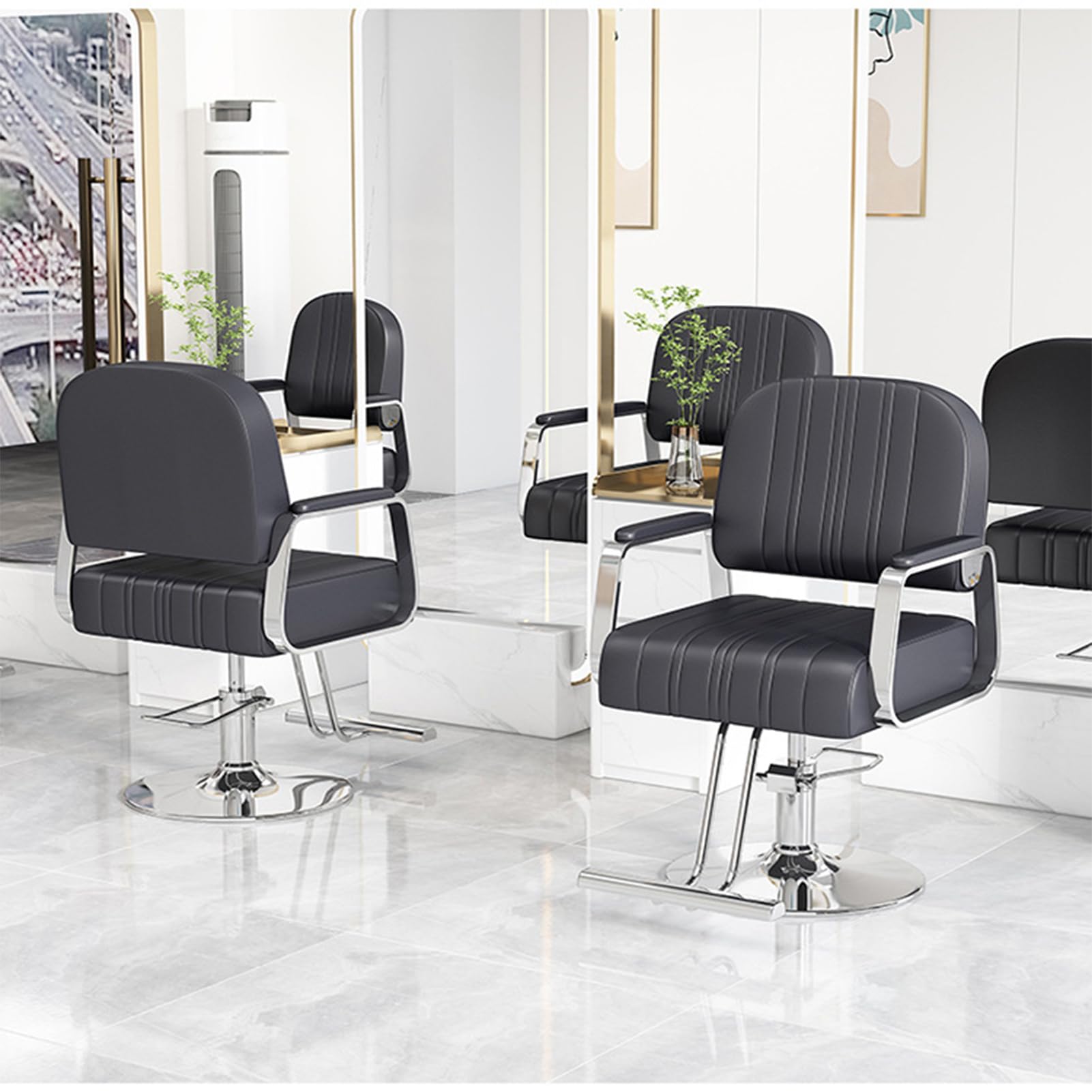 Sillón de barbería, sillón hidráulico para barbería y salón, Silla de peluquería de Alta Resistencia para salón de Belleza y SPA,Light Gray