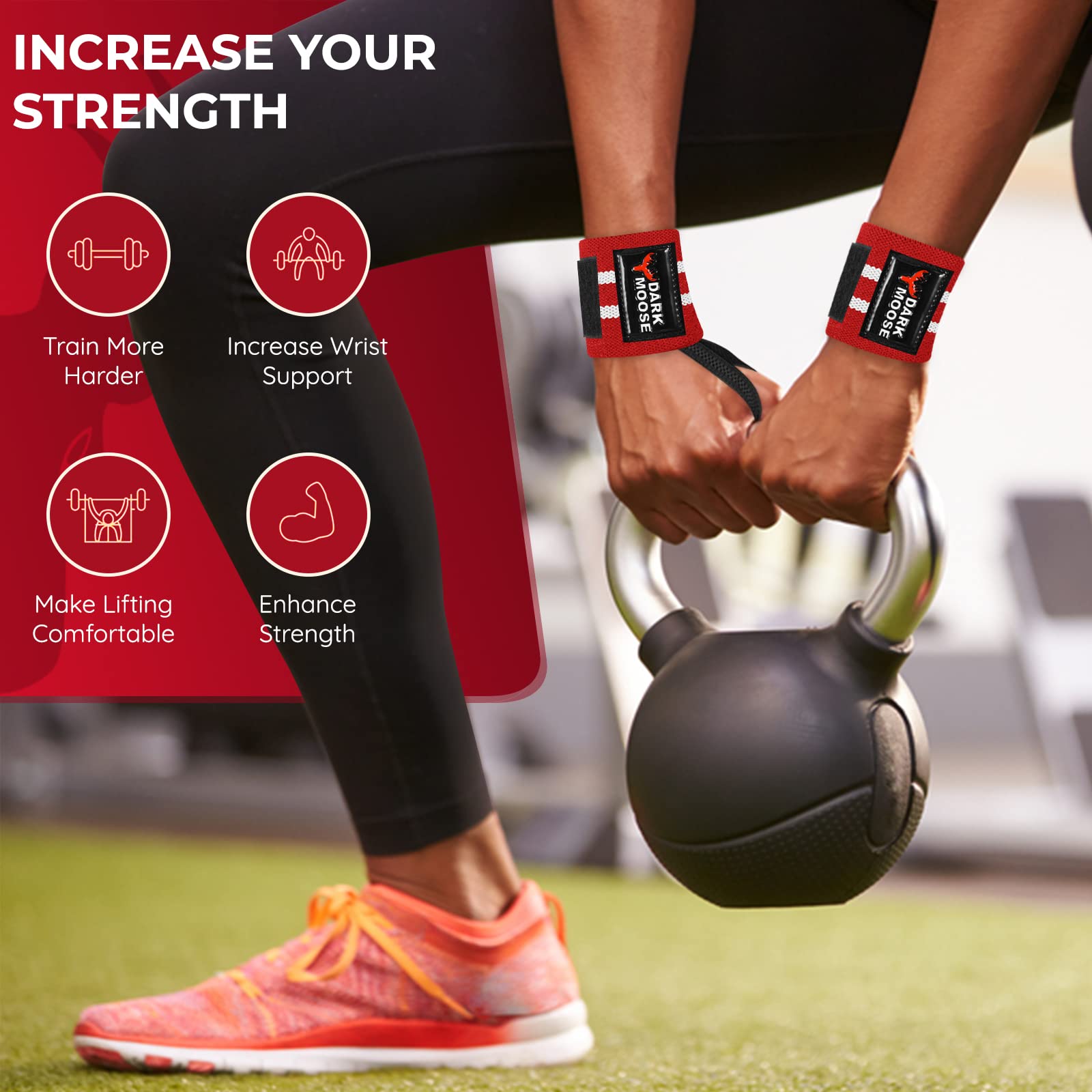Fasce Da Polso Per Sollevamento Pesi - Supporto Resistente Per Allenamento, Palestra, Colore Rosso E Bianco - Foto 8