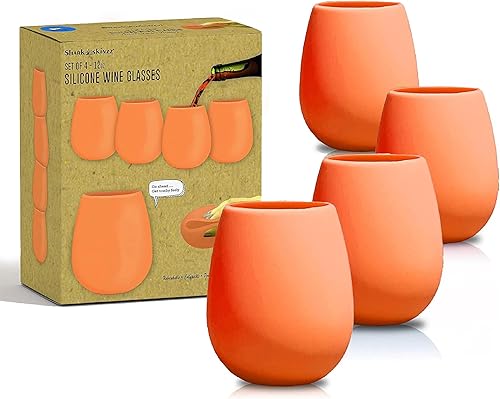 Miniatura 7 de Copas de vino de silicona irrompibles, juego de 4, sin BPA, colección Bali, con tallo, 12 onzas