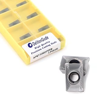 DelitonGude 10pcs APKT1003 CNC Lathe Indexable Solid Carbide Milling Turning Insert for The Finishing of Steel and Other Metal (APKT1003PDTR LF6018)