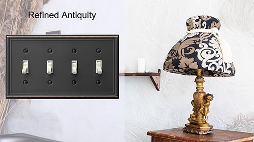 Vista 95 de Luca - Placa de pared de metal para interruptor de luz de palanca, 2 unidades de bronce envejecido de 3 bandas, cubierta decorativa para interruptor