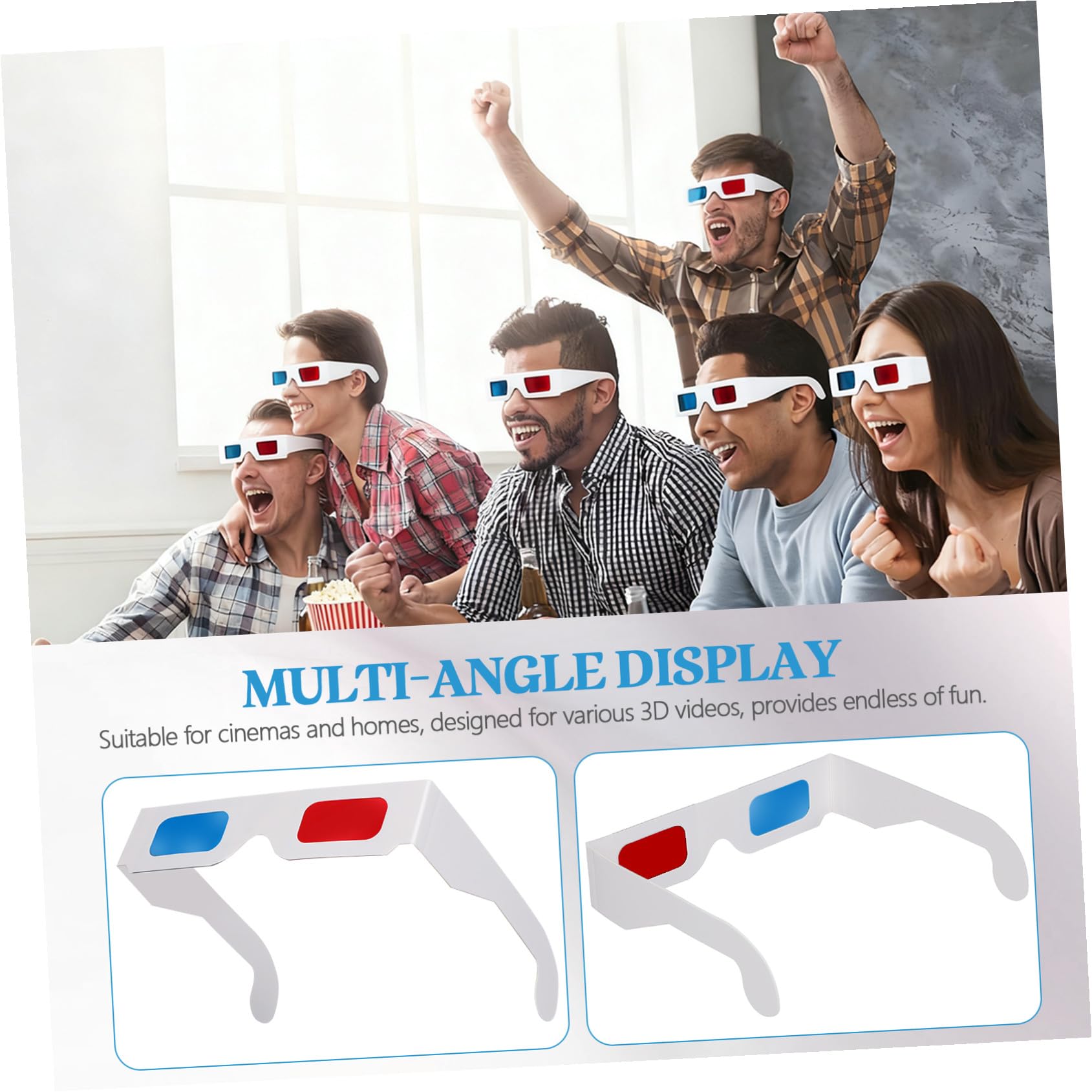 Mikikit Occhiali 3d Anaglifi in Cartone Bianco, Leggeri e Portatili, Confezione da 100 Pezzi per Ragazzo Ragazza e Adulti, per Guardare Film in 3d a Casa al Cinema