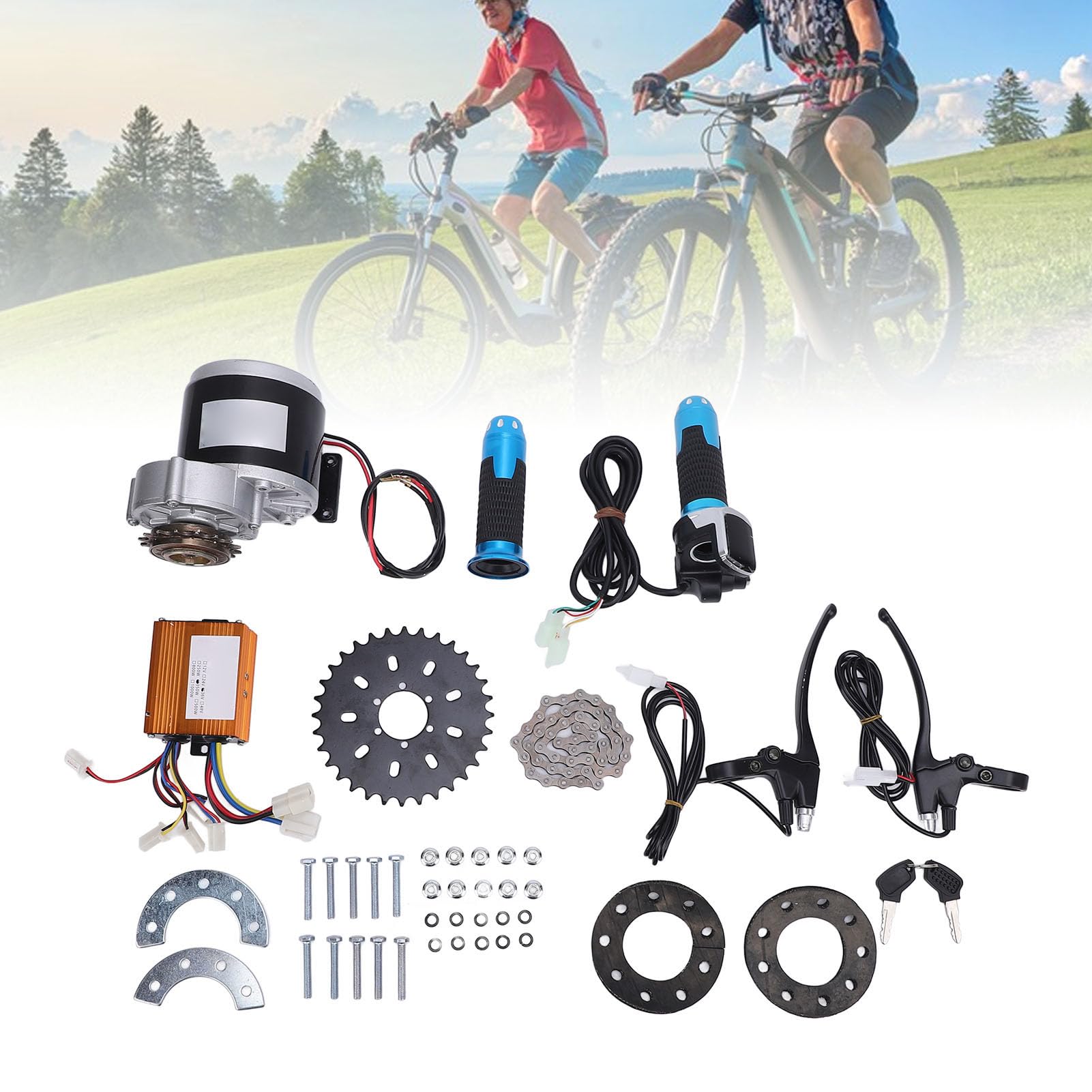 350W 16T Electric Scooters Cycles Motor Kit, Forward Reverse Rotation Brushed Gear Motor for Mini Motorcycles