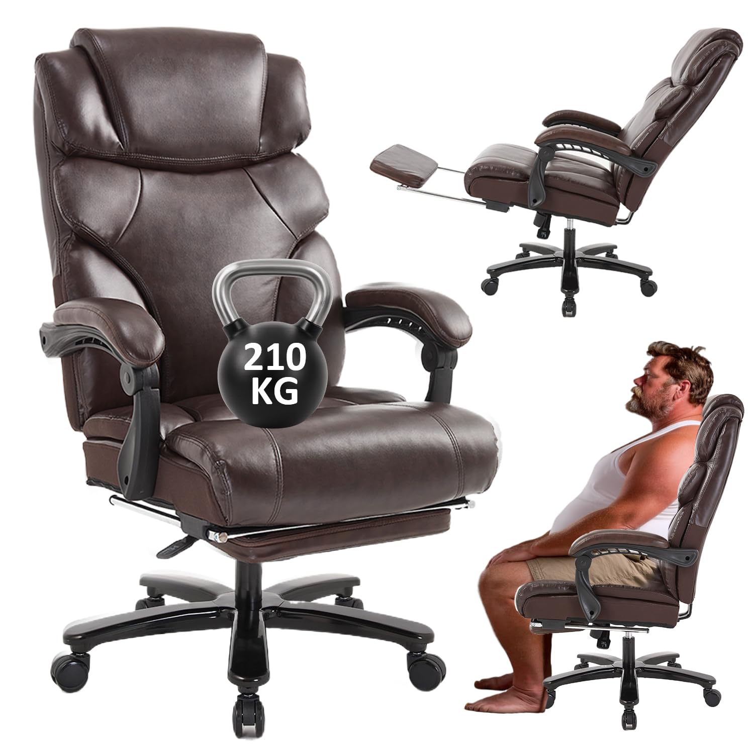 Bosmiller Bürostuhl Ergonomischer Chefsessel mit klappbaren Armlehnen