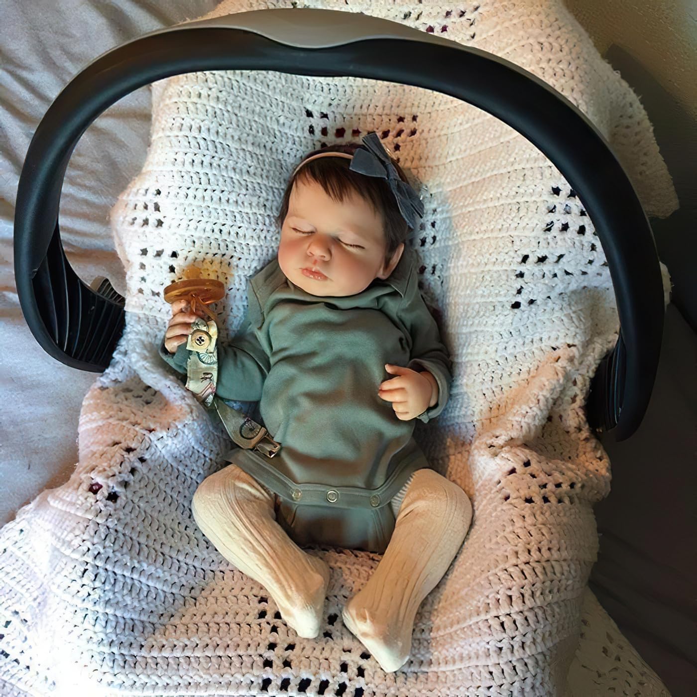 Wamdoll 19" Reborn Baby Doll - Rooted Hair Realistic Newborn Girl Doll With Outfit, Bottle & Pacifier, Gift For Ages 3+