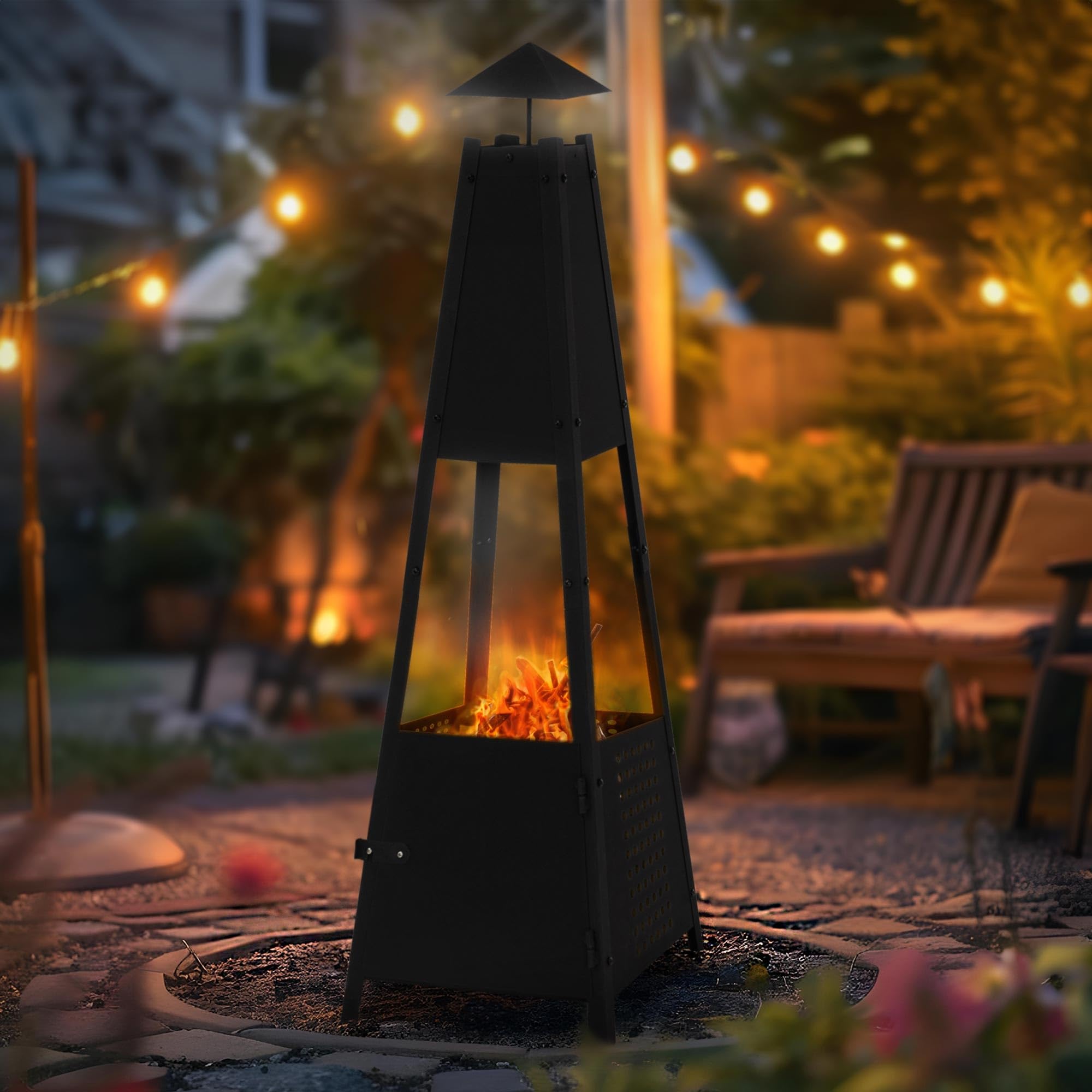 Chimenea De Terraza RESCH 135 Cm (Cesta De Fuego) - Calor Y Ambiente Para Tus Noches De Jardín