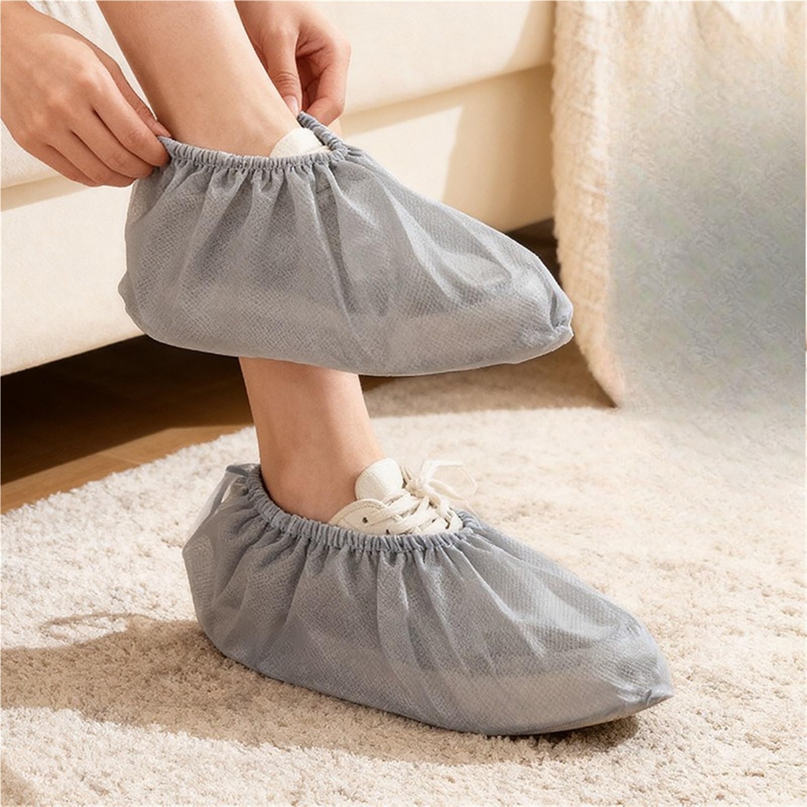 Copriscarpe Coprigambe in tessuto non ispessito, copriscarpe antiscivolo for interni e for la casa(200 Pcs)
