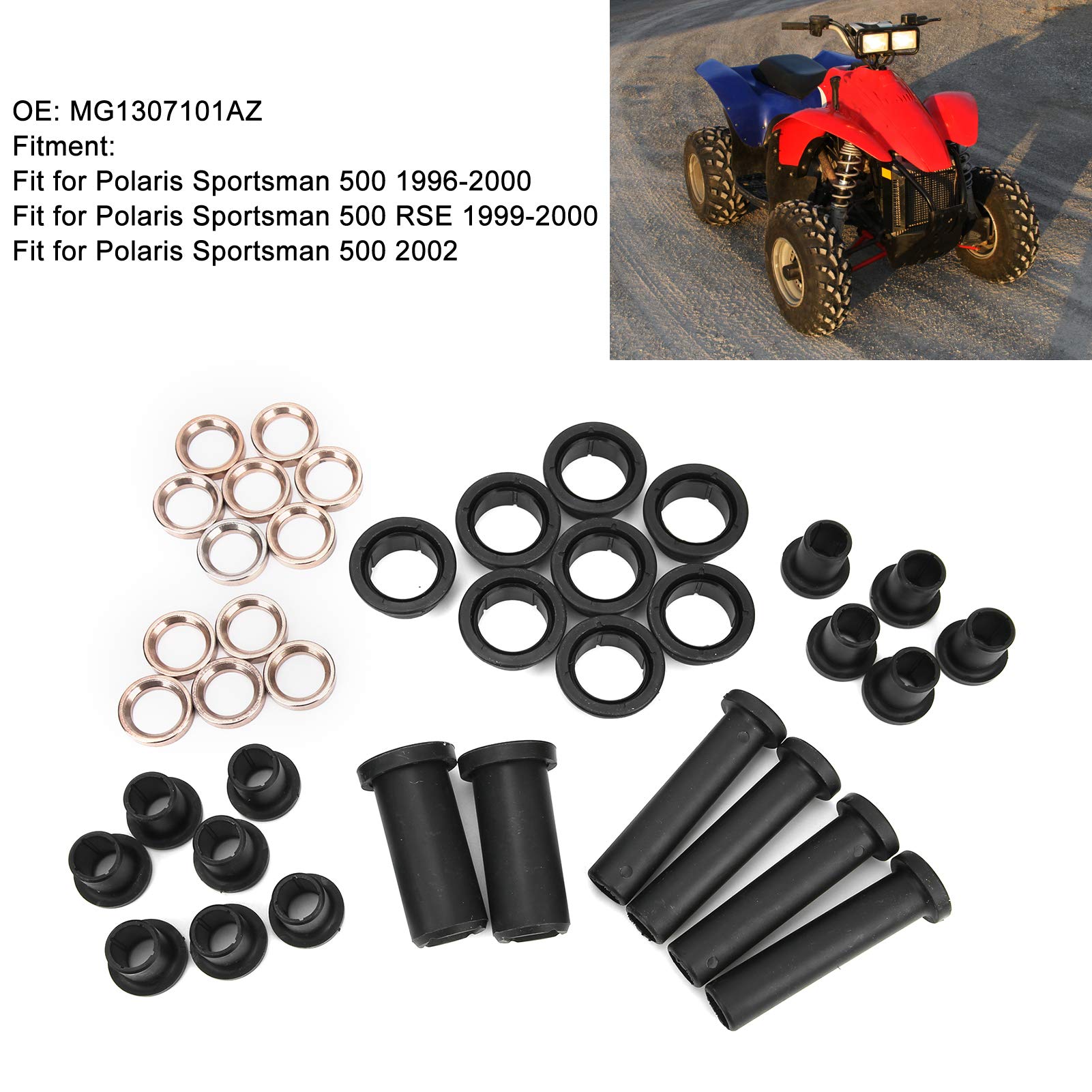 Aramox Kit Boccole Sospensione Posteriore Boccola Braccio Oscillante in ABS e Ottone MG1307101AZ Sostituzione di Installazione Semplice per Sportsman 500 Dal 1996 Al 2000 2002 e 500 RSE