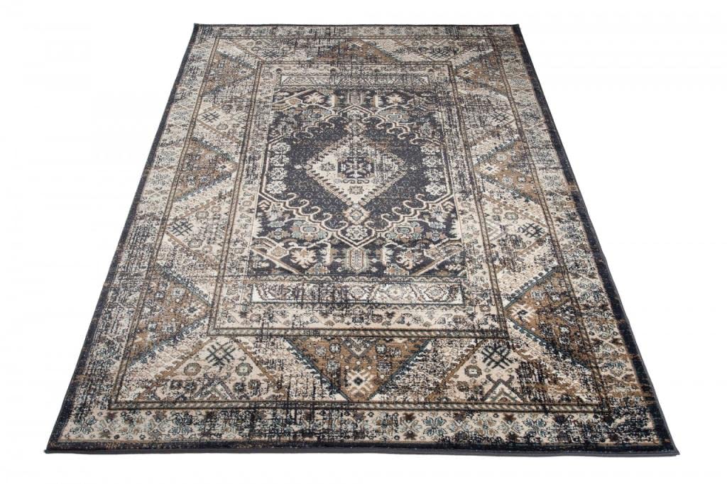 Mazovia Tappeto Salotto Moderno Pelo Corto - Tappeti Moderni Soggiorno - Tappeti Camera da Letto - Tappeti Salotto Grandi Dimesnioni - Motivo Orientale - Grigio Nero - 160x220 cm