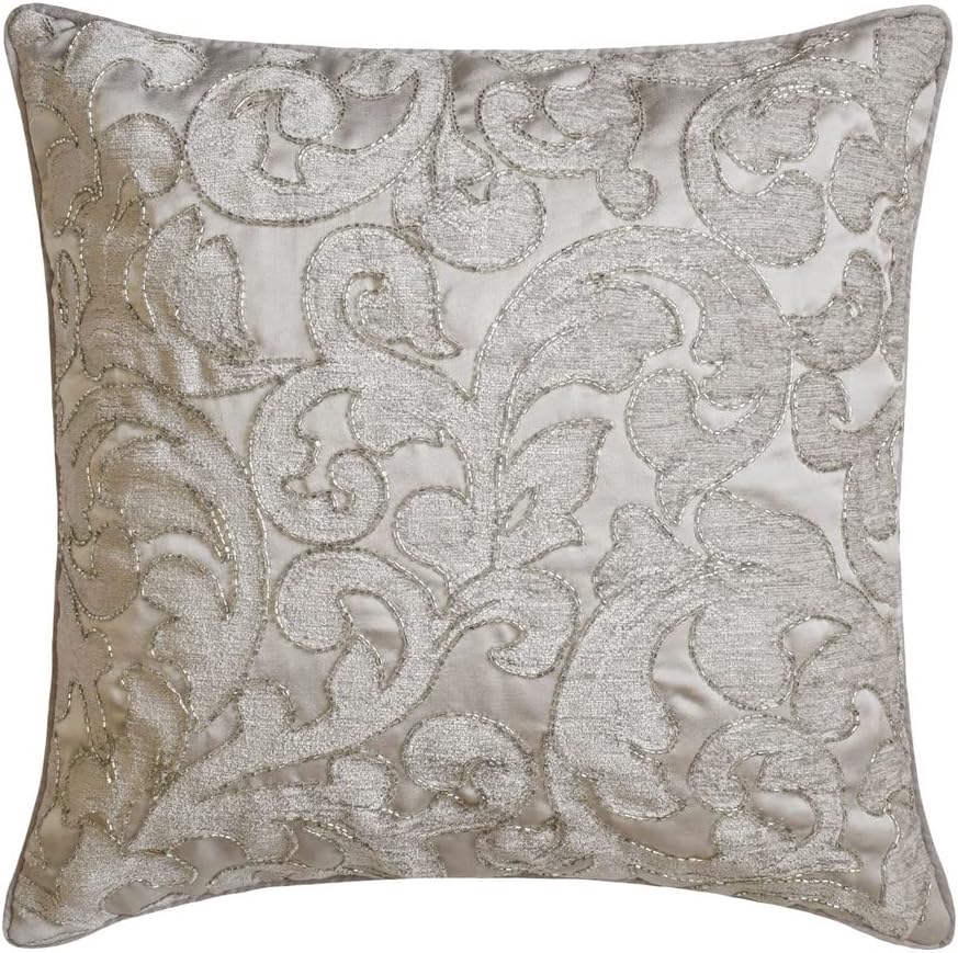 The HomeCentric Decorative Grey Pack of 2, 26x26 inch (65x65 cm) Euro Shams, Velvet Beaded Hand Embroidery Euro Shams for Couch, Abstract Modern Style Easter - Thoshawah