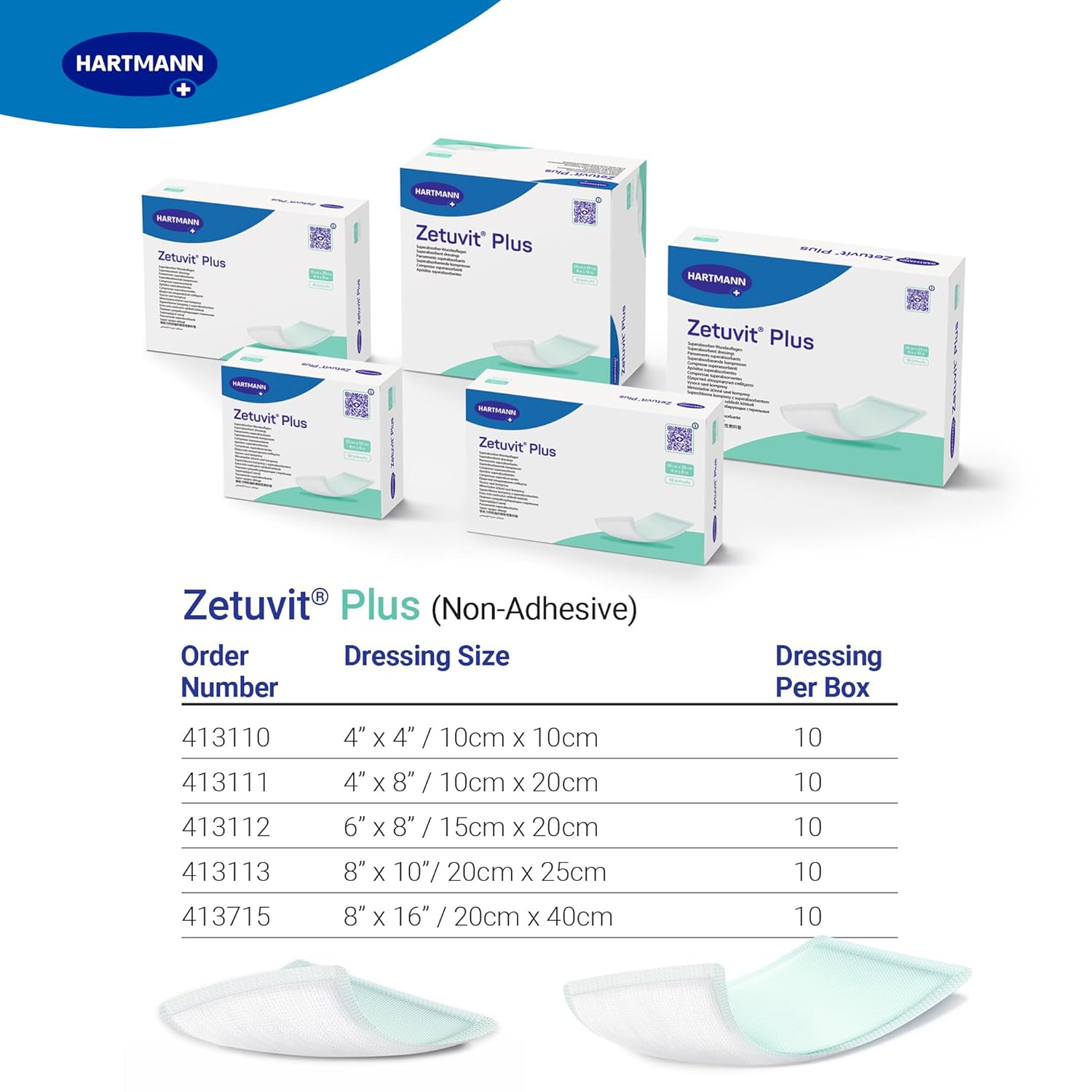 Zetuvit Plus Non-Bordered Superabsorbent Dressings