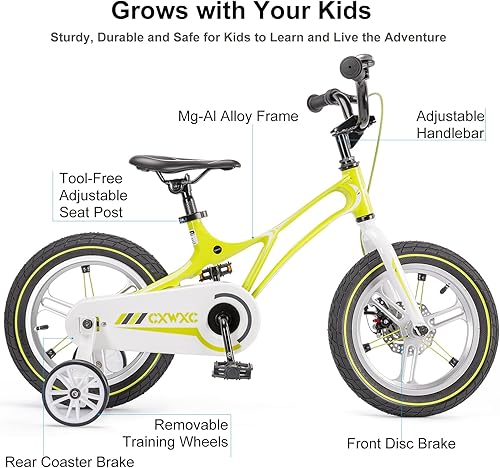 Miniatura 2 de CXWXC Bicicleta para niños de 14, 16, 18 pulgadas, bicicleta para niños y niñas de 3 a 9 años, bicicletas ligeras de una sola velocidad con rueda de