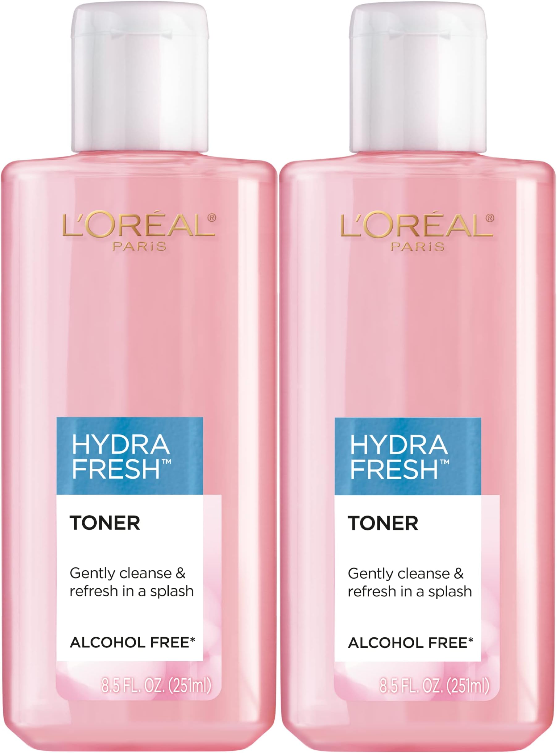 L'Oreal Paris Skincare HydraFresh Toner Face Toner with Pro-Vitamin B5 for a Smoother, Brighter Complexion, 2 Count