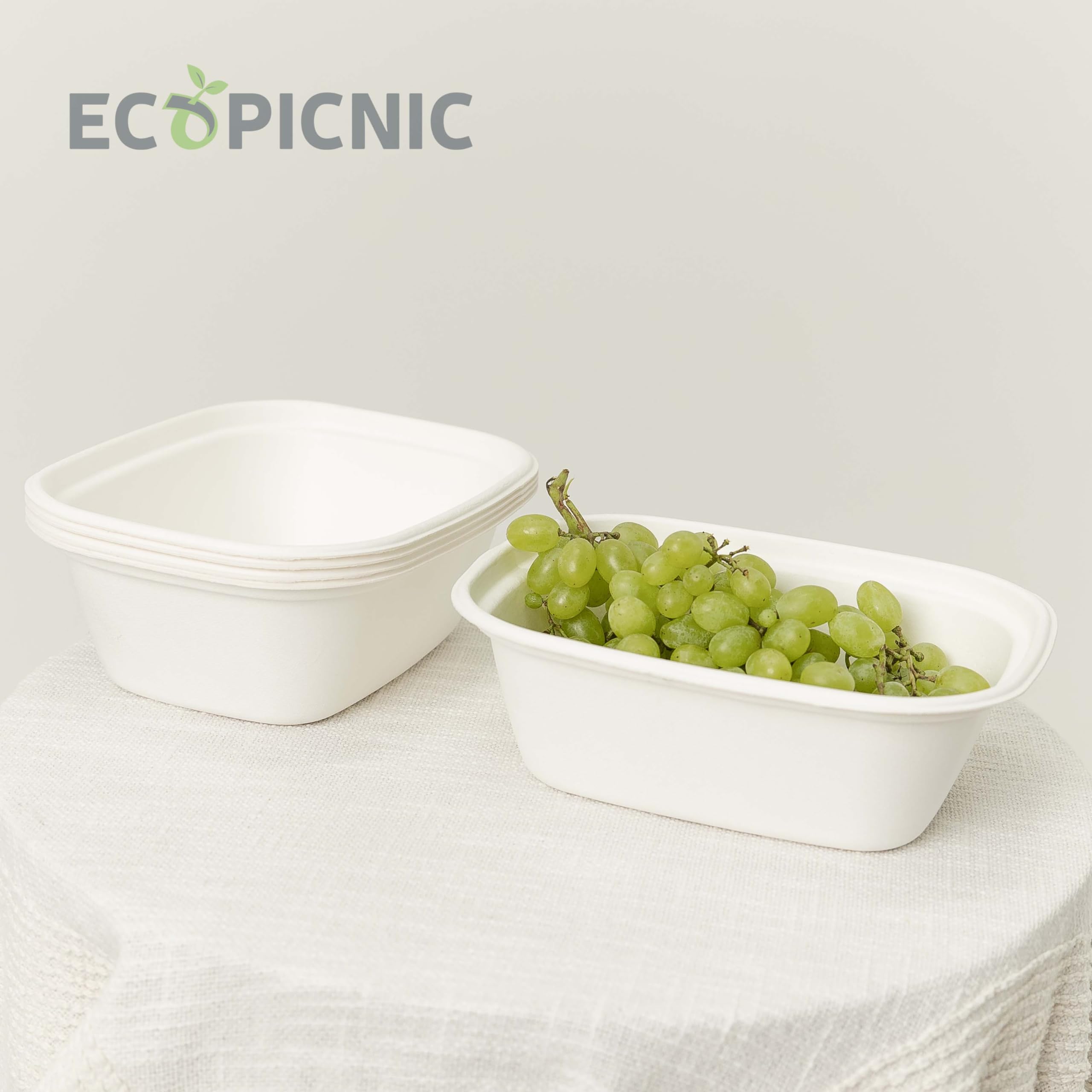 Cuencos de Caña de Azúcar 200 Unidades 1800 ml | Bols biodegradables Desechables para sopas, ensaladas y Alimentos, Ideales para Catering, Fiestas y Comida para Llevar