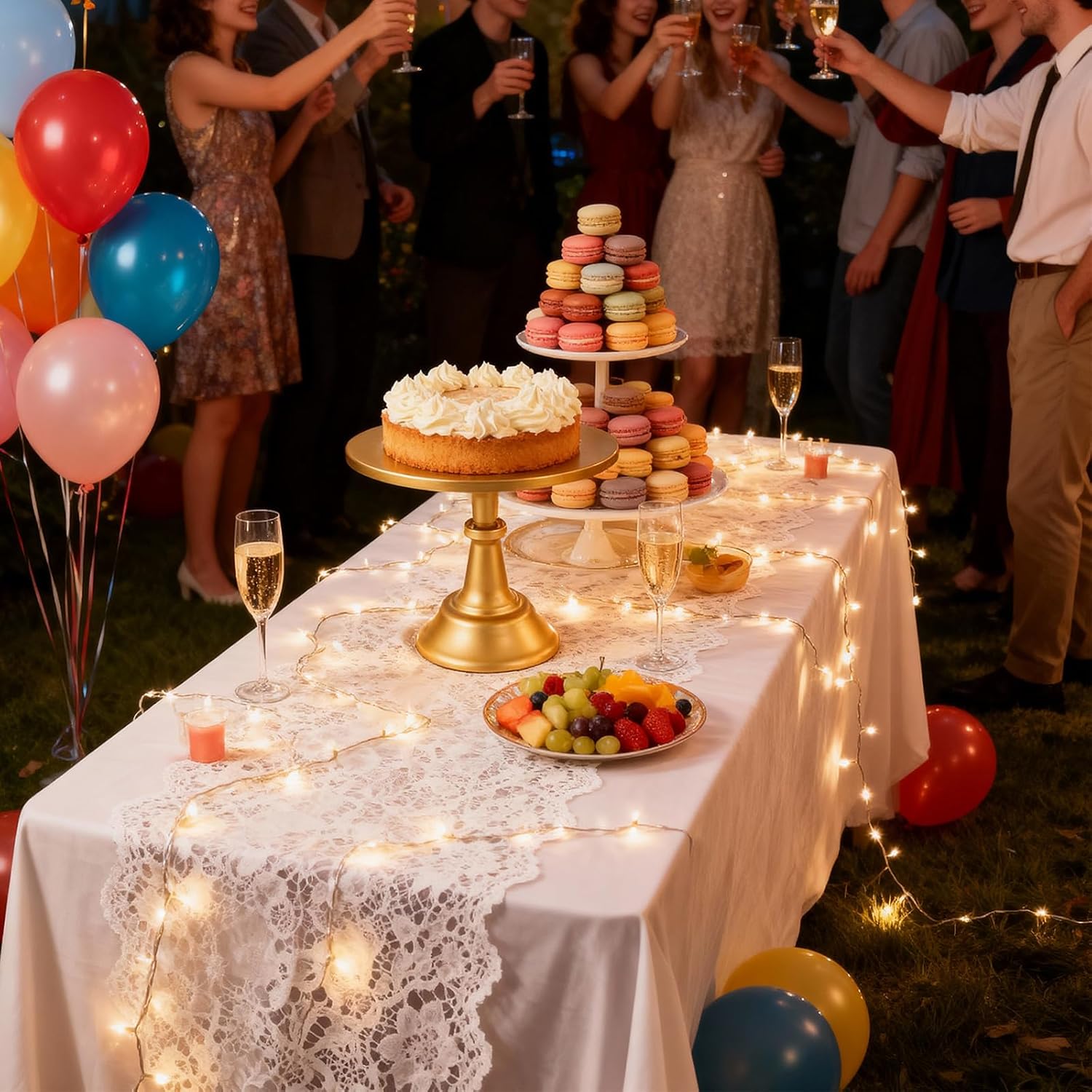 3 Pack Gold Dessert Table Display Set, Metal Round Cake Stand, Display Table with Base, Multi-Function Cake Stand for Party, Wedding, Birthday, Celebration, Anniversary Decorations