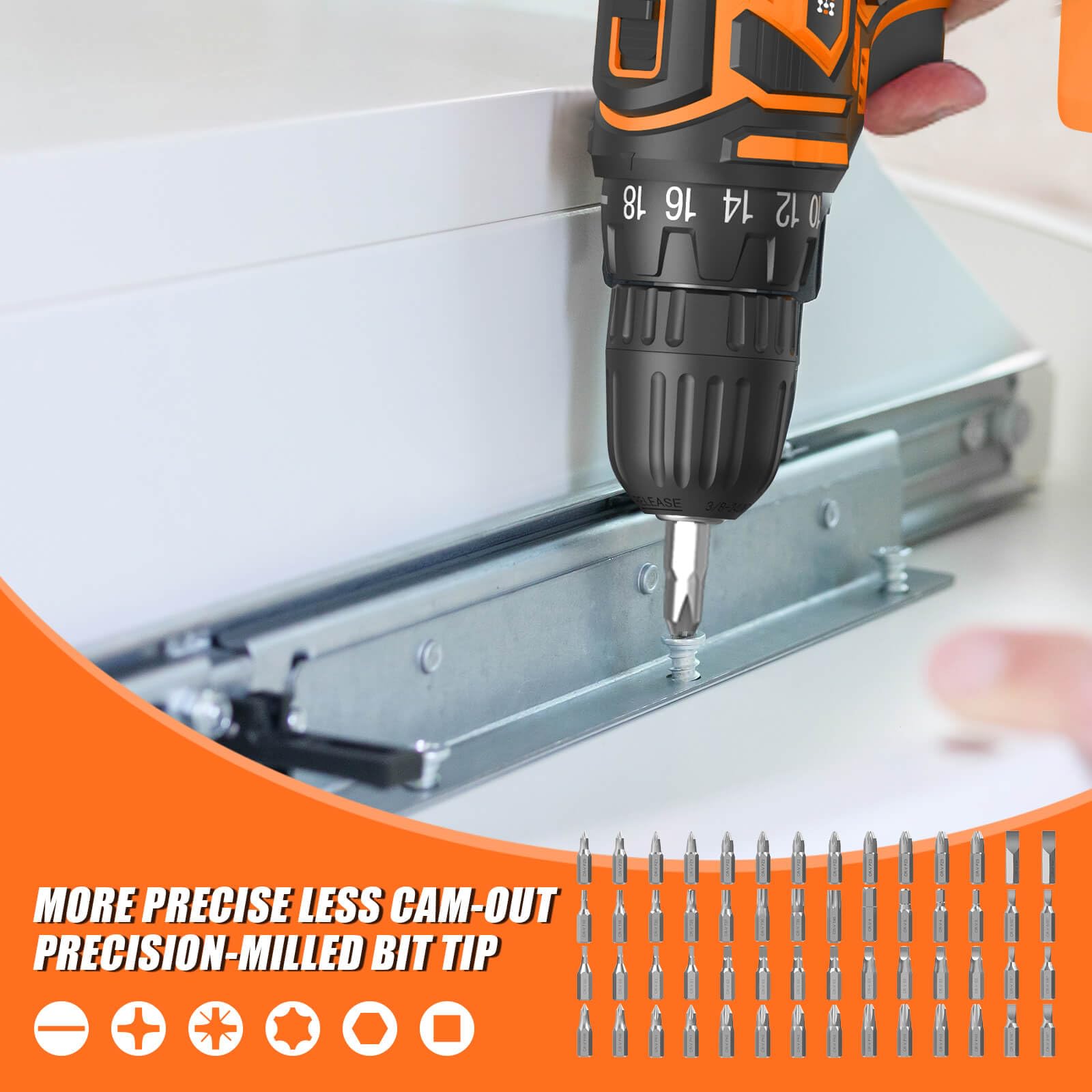 ENERTWIST Juego de 105 brocas de acero al carbono con revestimiento de titanio HSS, brocas para carpintería, sierras perforadoras y puntas de destornillador para madera, metal, cemento en estuche