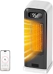 FLANUR Space Heater for Bedroom, Smart Electric Heater with WiFi and Voice Control, 12H Timer, 4 Modes, Thermostat, 1500W PTC Ceramic Indoor Heater, 36dB Quiet Heating for Home Office, 1Pack Black