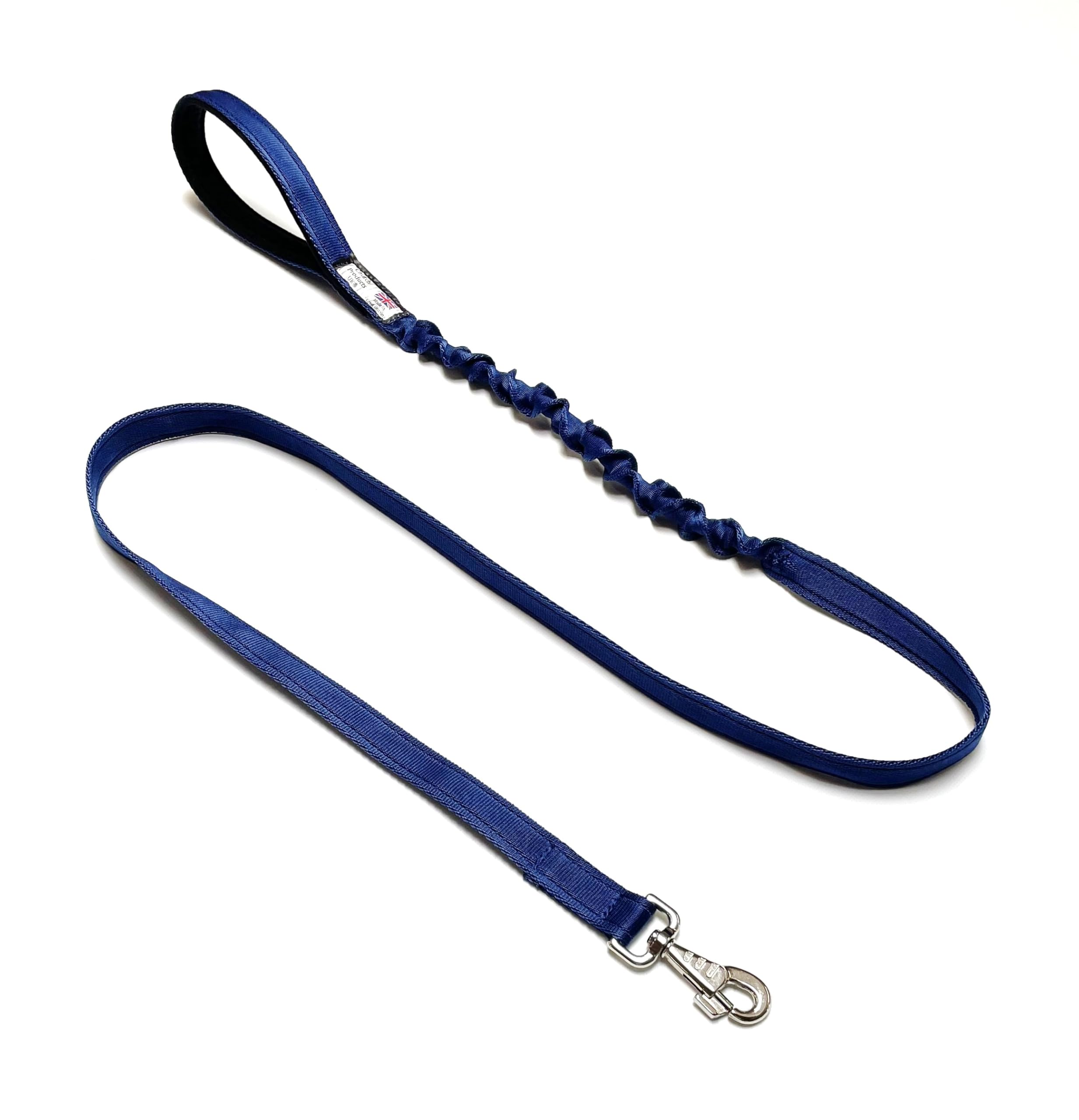 Dog Lead With Shock Absorbing Bungee Cord Training Walking Leash Soft Padded Handle (Navy, 76" (1.9 Metres))