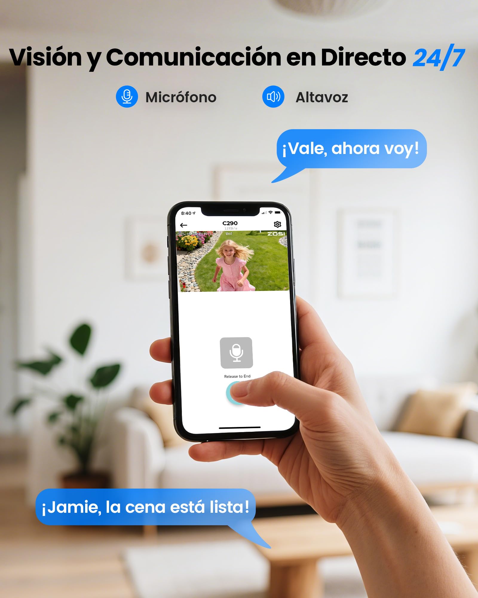 ZOSI Kit Cámaras de Vigilancia PoE 4K 8CH 2TB 8MP Exterior Vista 360° Detección Personas Vehículos Audio Bidireccional Seguimiento Automático