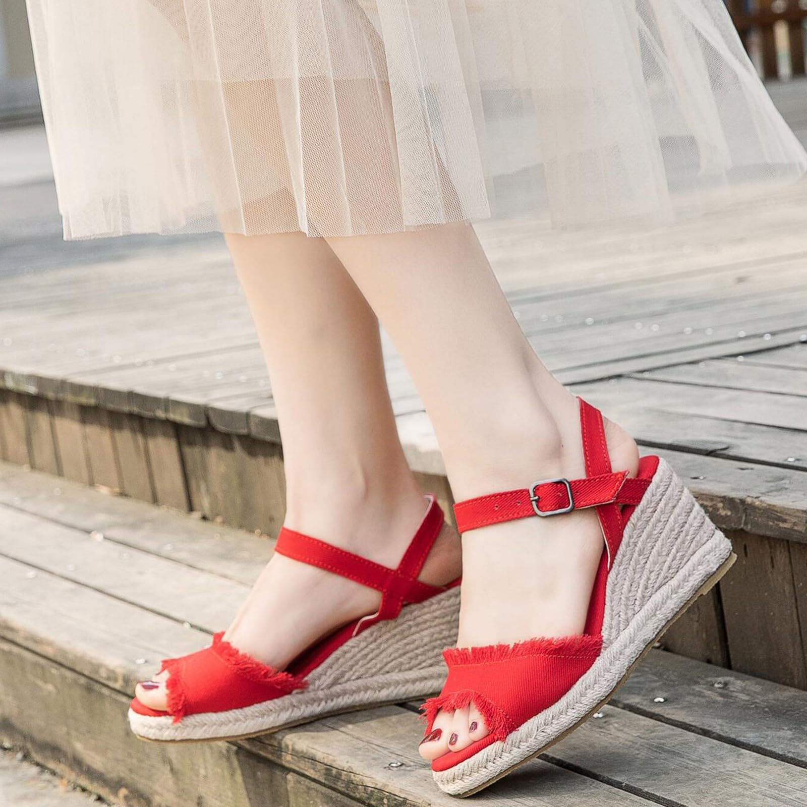 Genérico Sandalias Esparto Mujer Cuñas Verano Alpargatas Vestir Esparteñas Elegantes Sandals Plataforma Zapatillas Hebilla Calzado Altas Zapatos Comodas Shoes Tallas Grandes Sapatos