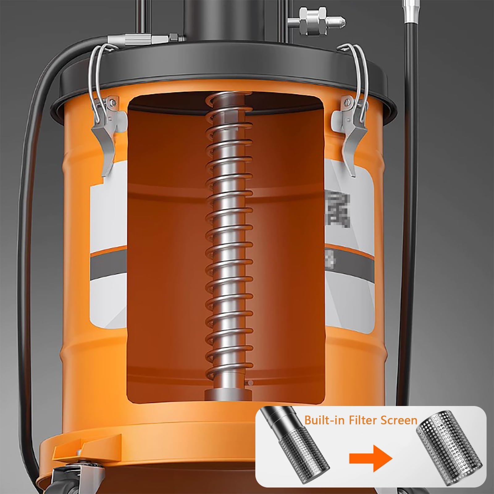 Portátil Bomba de Aire a Alta Presión para Grasa de 40 L | 0,9 L/min, Pistola Universal, Relación de Presión: 80:1, para Aceite de Alta Temperatura