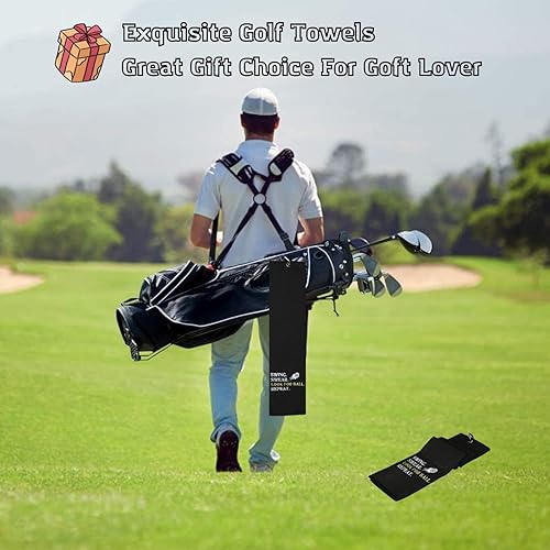 Miniatura 6 de Artpreti Toalla de golf divertida de alta calidad, bordada para bolsas con clip, regalos para hombres o mujeres, aspecto swing para repetición de