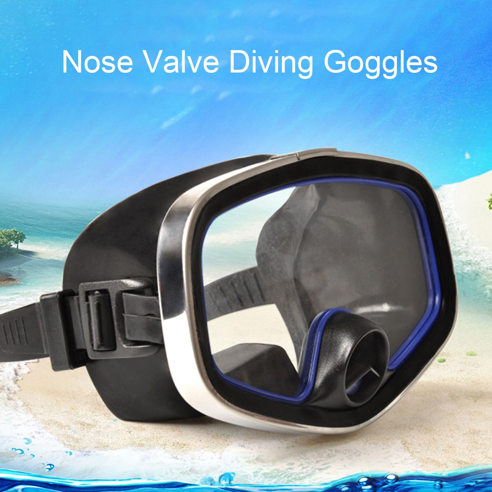 Máscara de Buceo Ovalada, Gafas de Buceo, Visibilidad Clara, Ovaladas, HD, Antivaho, Gafas de Buceo, Diseño de Válvula de Nariz, Vidrio Templado, Lente única, Gafas de Snorkel