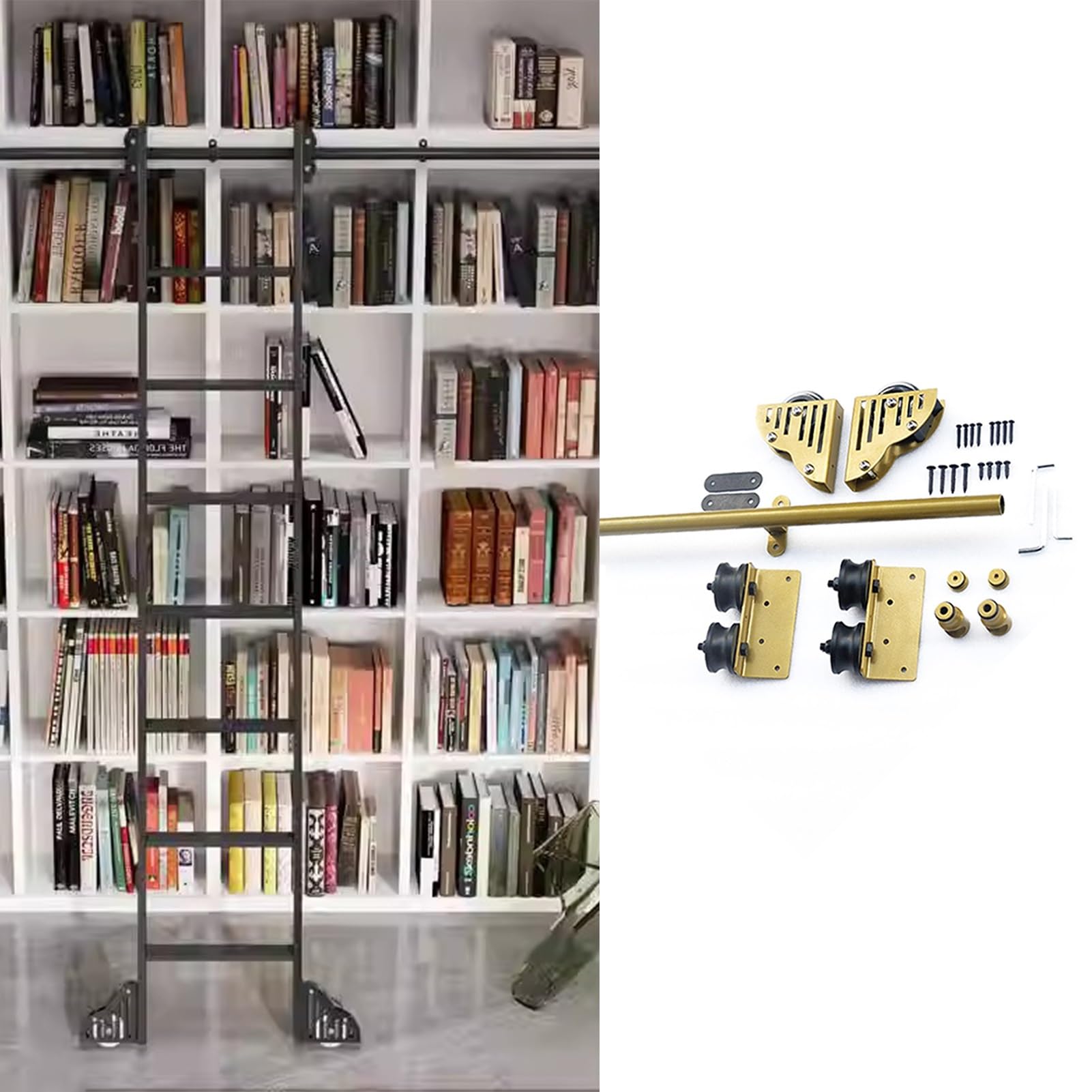 Kit de quincaillerie pour échelle coulissante avec rail 200cm et roues