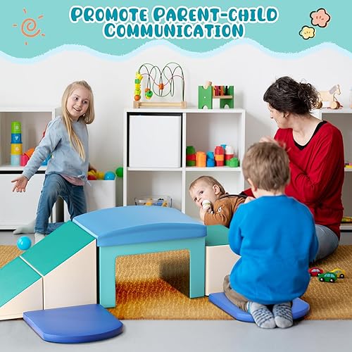 Miniatura 5 de Lischwert Juego de escalada de espuma suave con tobogán, escaleras, rampa, juguetes de escalada para interiores para niños pequeños, 6 piezas