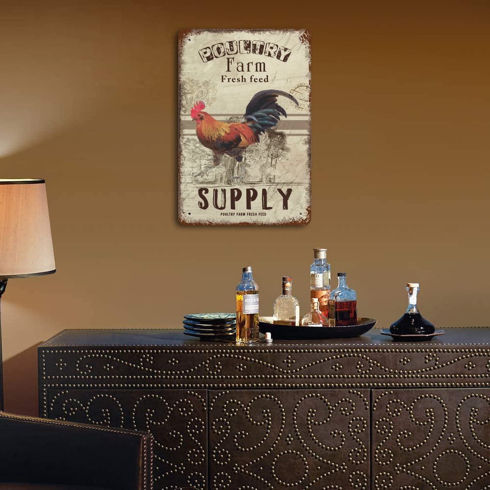 Panneau « Chicken Accessories » - 20,3 X 30,5 Cm - The Chick Inn - En Aluminium - Amusant - Décoration De Jardin Et De Ferme - Décoration De Poulailler