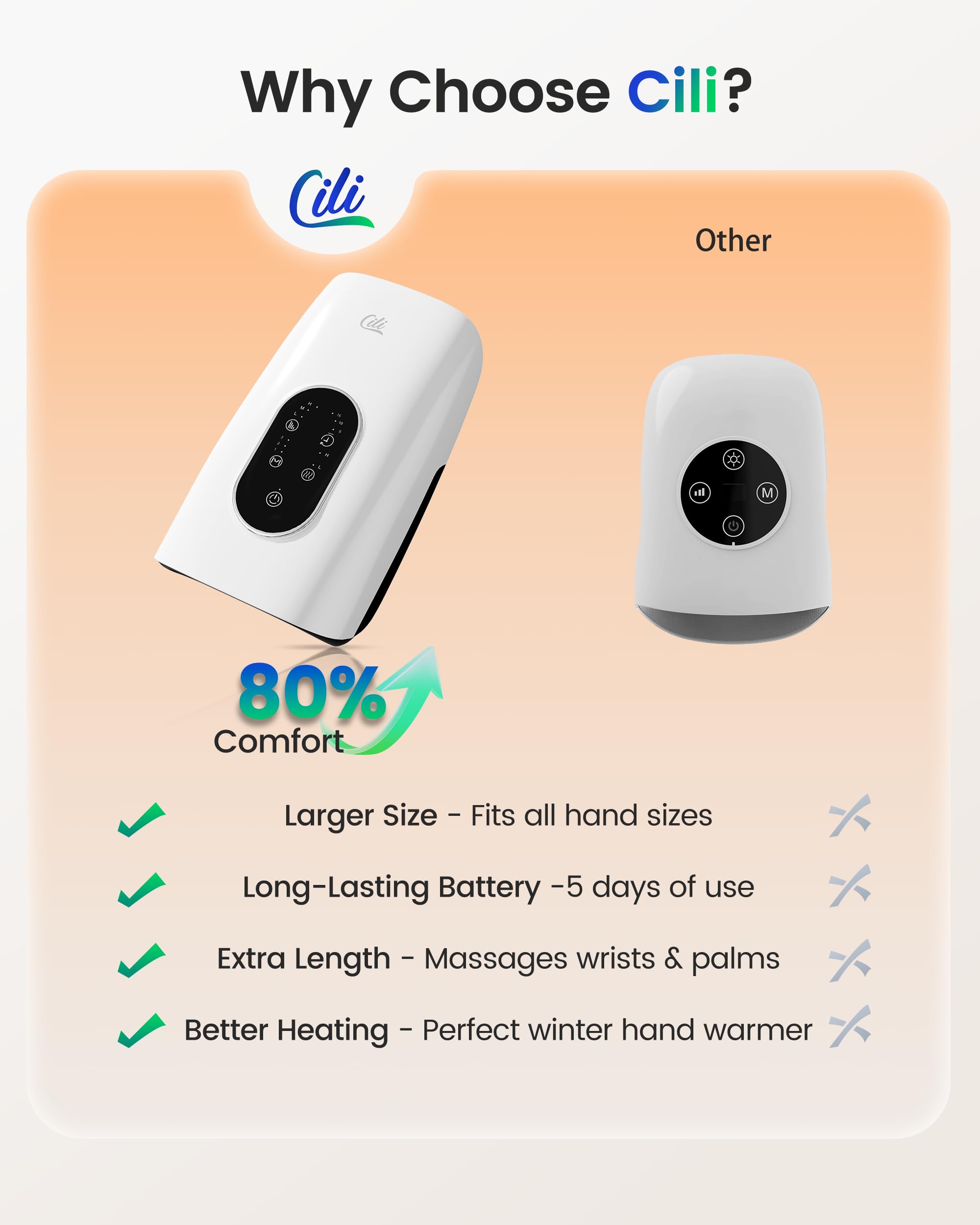CILI Masajeador de manos con calor y compresión