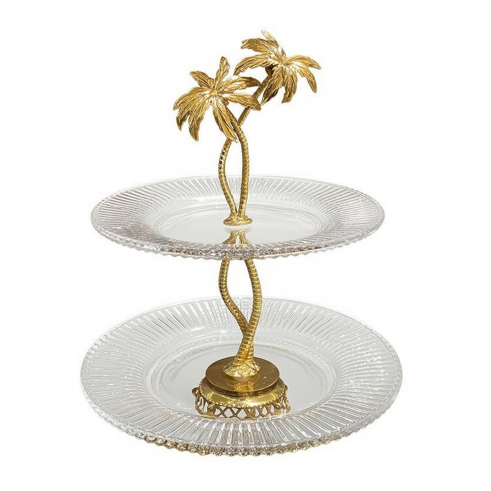 Milageto Expositor Postres Vidrio Dorado corativo, Banja Dos Pisos con Soporte , Vajilla, para Fiestas, organizadores