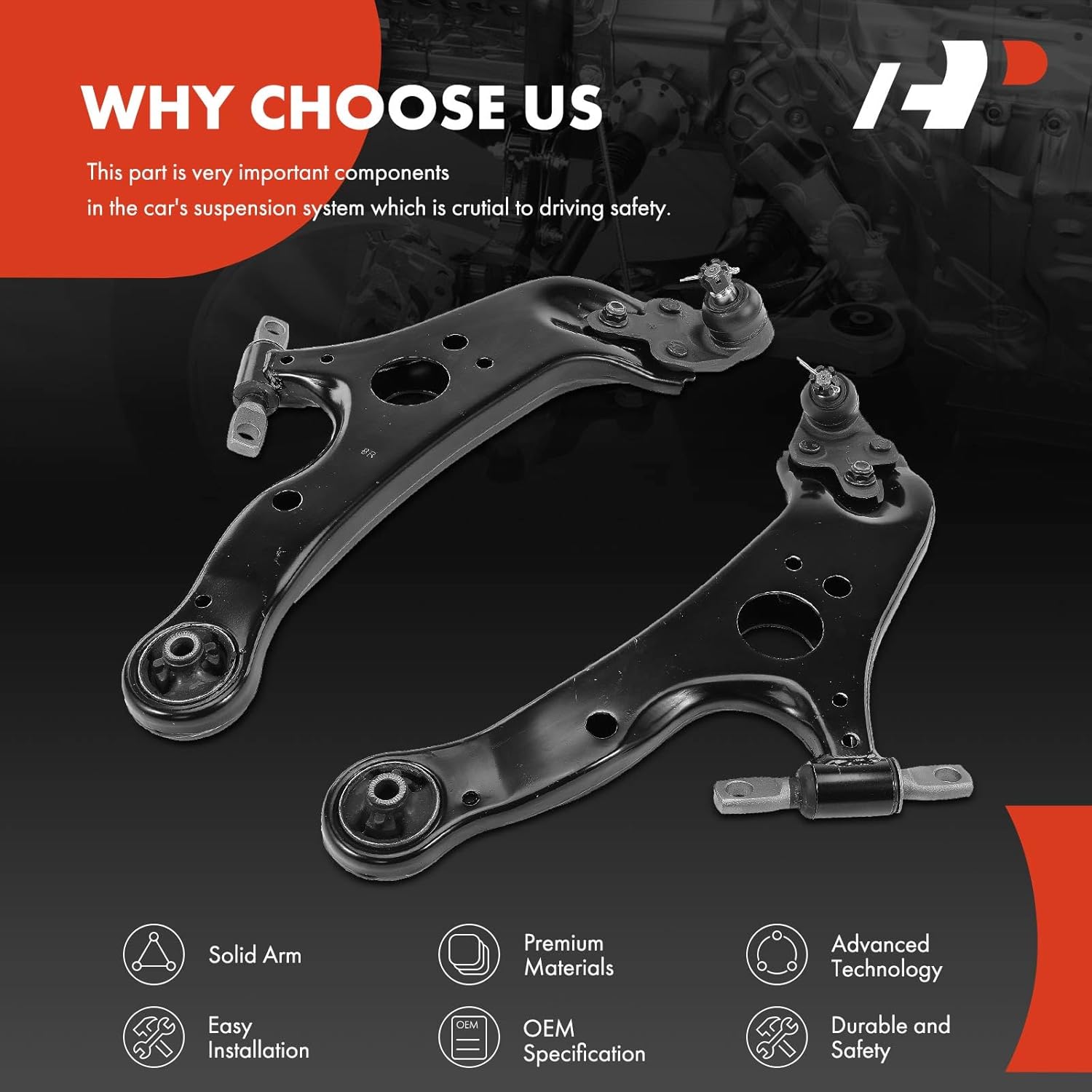 A-Premium 2 x Front Lower Control Arm, with Ball Joint & Bushing, Compatible with Toyota Sienna 2011 2012 2013 2014 2015 2016 2017 2018 2019 2020