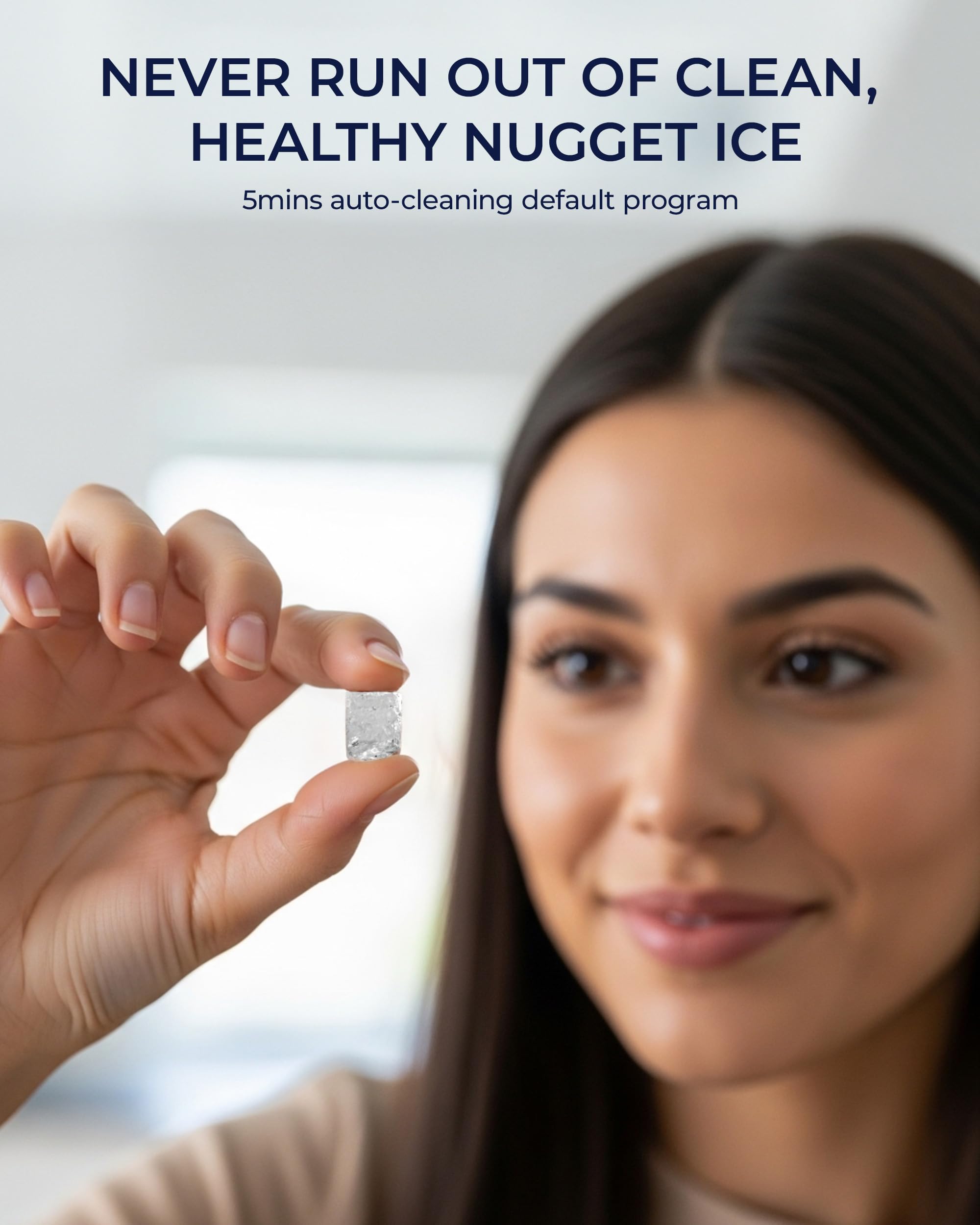 Euhomy Nugget Ice Maker Countertop, Max 40lbs/Day, Auto-Cleaning, 2qt Reservoir, Compact Sonic Ice Maker With 2.5lbs Basket And Scoop, Soft Chewable Nugget Ice For Home/Party/RV/Camping (Stainless) on Fridge.com - View 3